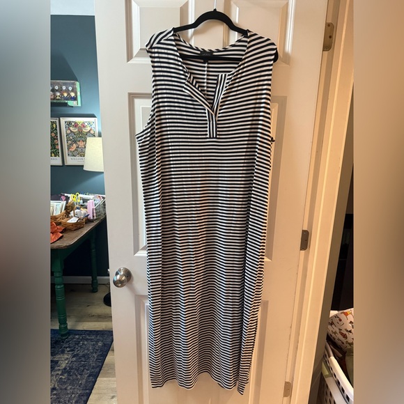 J. Jill Dresses J Jill Navy And White Striped Midi Dress Poshmark